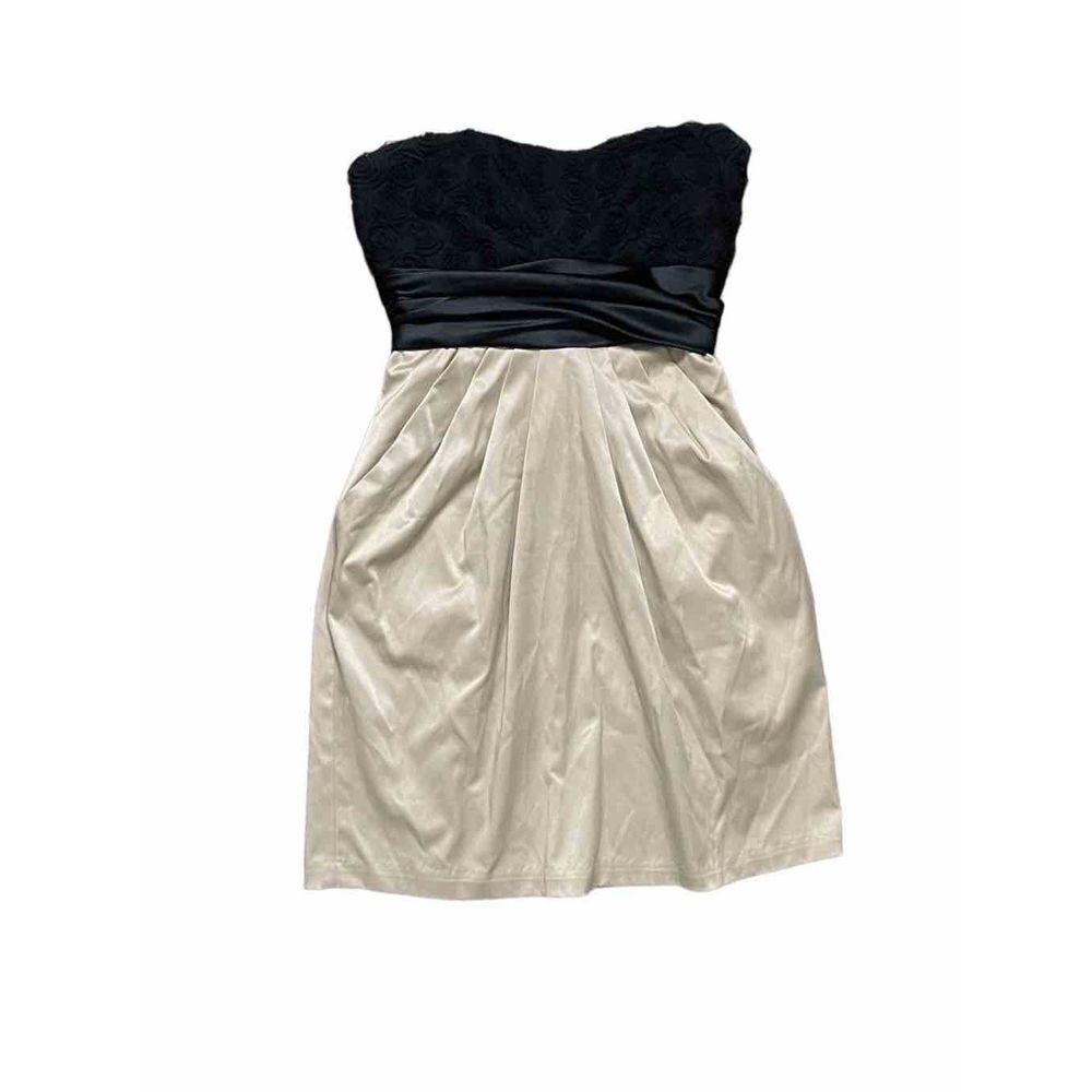 MYSTIC|STRAPLESS FORMAL COCKTAIL PARTY DRESS WITH POCKETS BLACK GOLD SIZE M